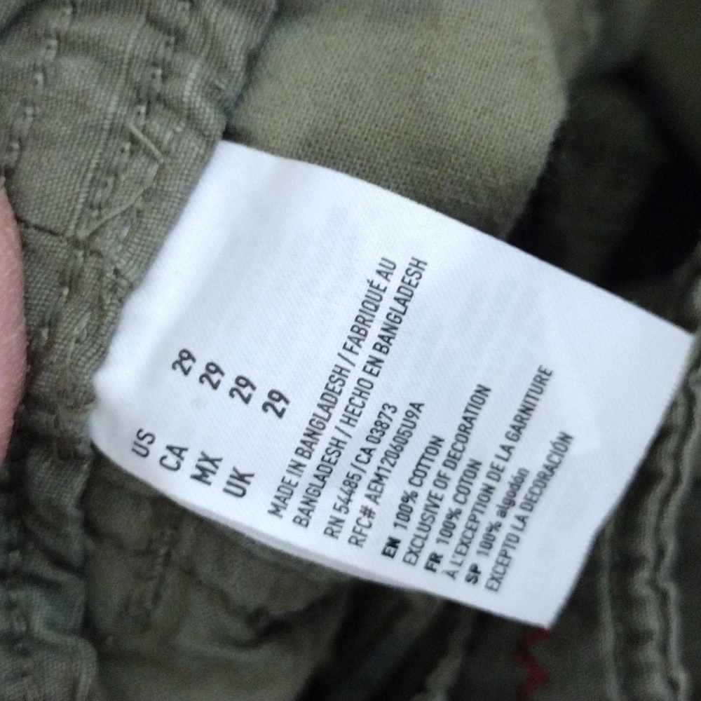AMERICAN EAGLE SZ 29 OLIVE GREEN LONG STYLE CARGO SHORTS MENS TO - Picture 7 of 9